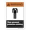 Signmission ANSI Warning, Wear Personal Protection Clothing, 10in X 7in Rigid Plastic, 7" H, 10" W, Landscape OS-WS-P-710-L-19966 - alternate 1